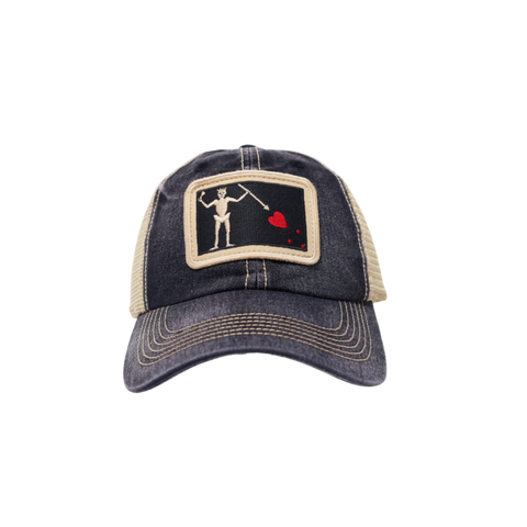 Blackbeard Flag Unstructured Trucker Hat Black