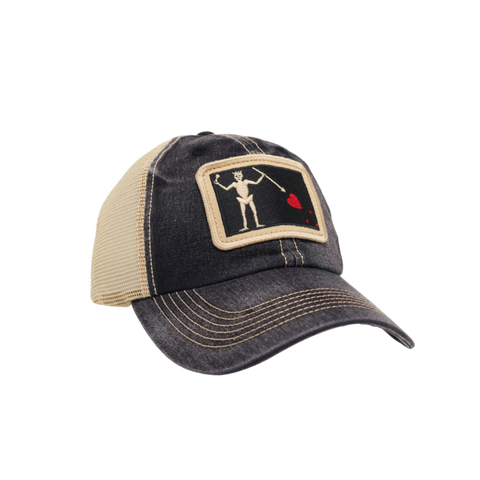Blackbeard Flag Unstructured Trucker Hat Black