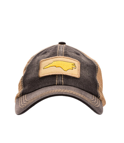 NC Outline Washed Unstructured Trucker Hat Black