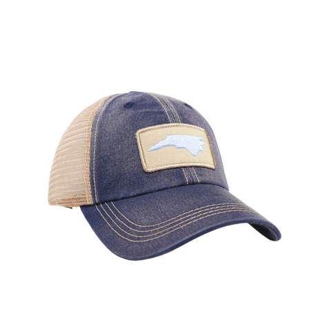 NC Outline Washed Unstructured Trucker Hat Navy