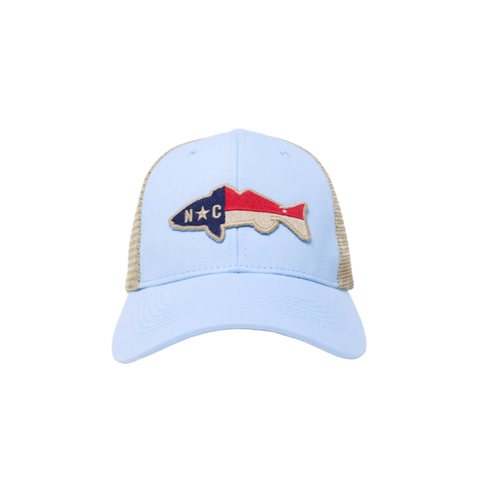 NC Drum Flag Trucker Hat Carolina Blue