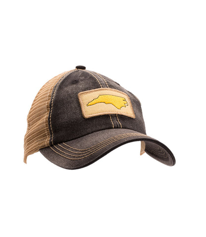 NC Outline Washed Unstructured Trucker Hat Black