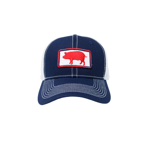 Pig Logo Trucker Hat Navy
