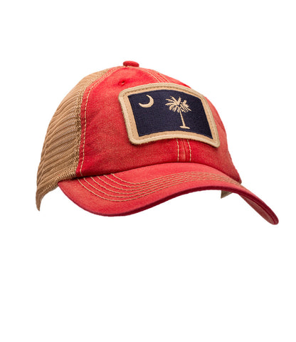 South Carolina State Flag Unstructured Trucker Hat Red