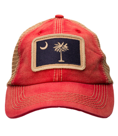 South Carolina State Flag Unstructured Trucker Hat Red