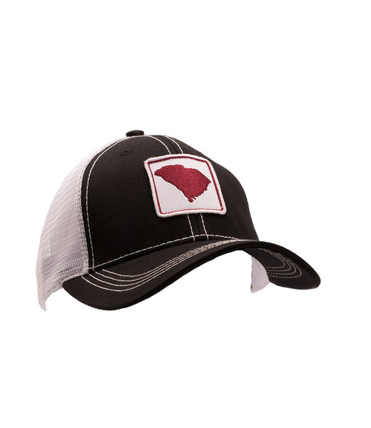 South Carolina State Outline Trucker Hat Black