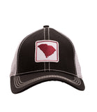 South Carolina State Outline Trucker Hat Black