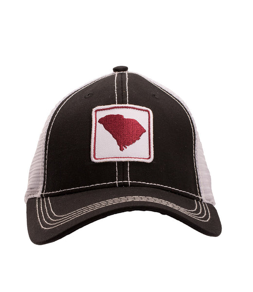South Carolina State Outline Trucker Hat Black