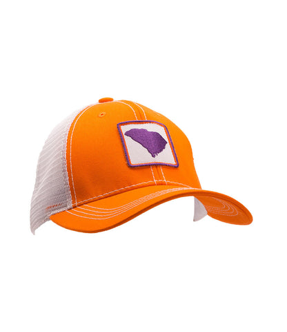 South Carolina State Outline Trucker Hat Orange