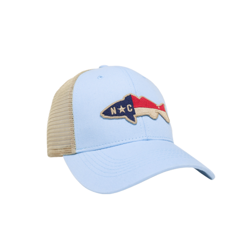 NC Drum Flag Trucker Hat Carolina Blue
