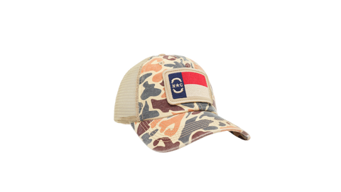 NC Flag Unstructured Trucker Hat Camo