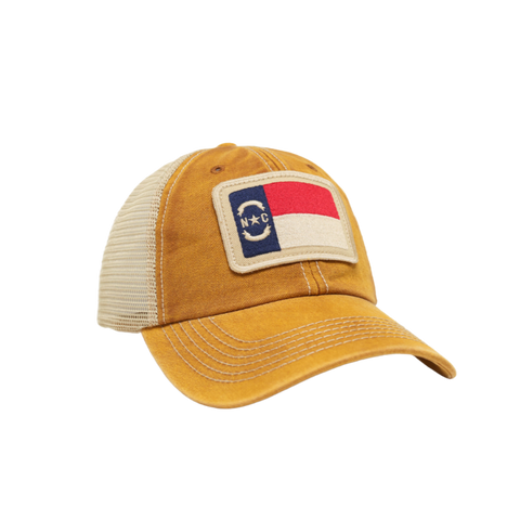 NC Flag Unstructured Trucker Hat Brown