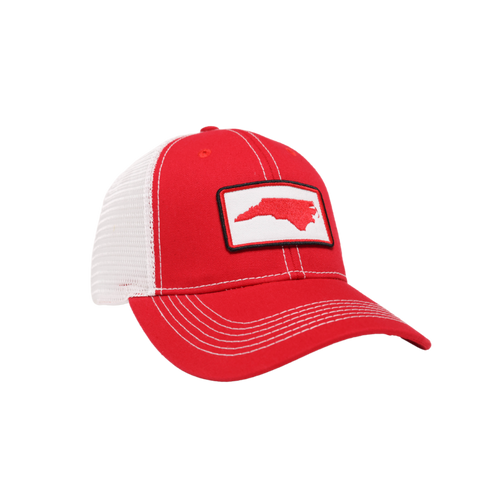 NC Outline Washed Unstructured Trucker Hat Red