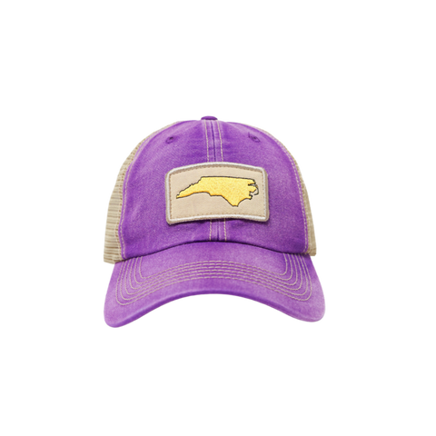 NC Outline Washed Unstructured Trucker Hat Purple