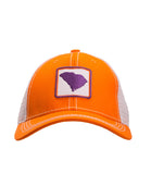 South Carolina State Outline Trucker Hat Orange
